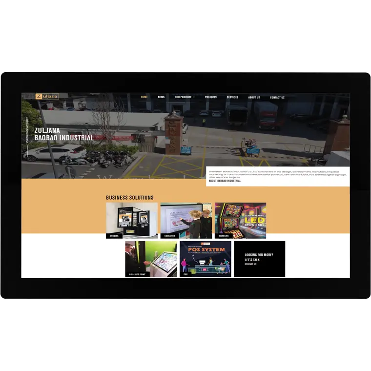 Zuljana 21.5″ Open Frame Industrial Grade Capacitive Touch Screen Monitor - Front