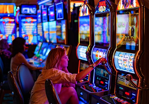 A woman enjoying a casino game